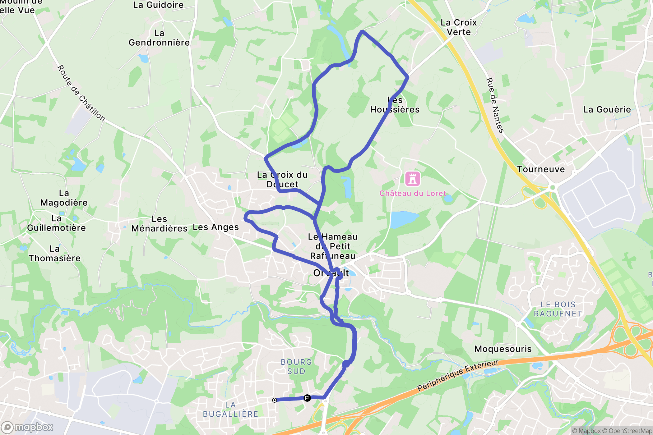 Orvault : carte du parcours de randonnée - France