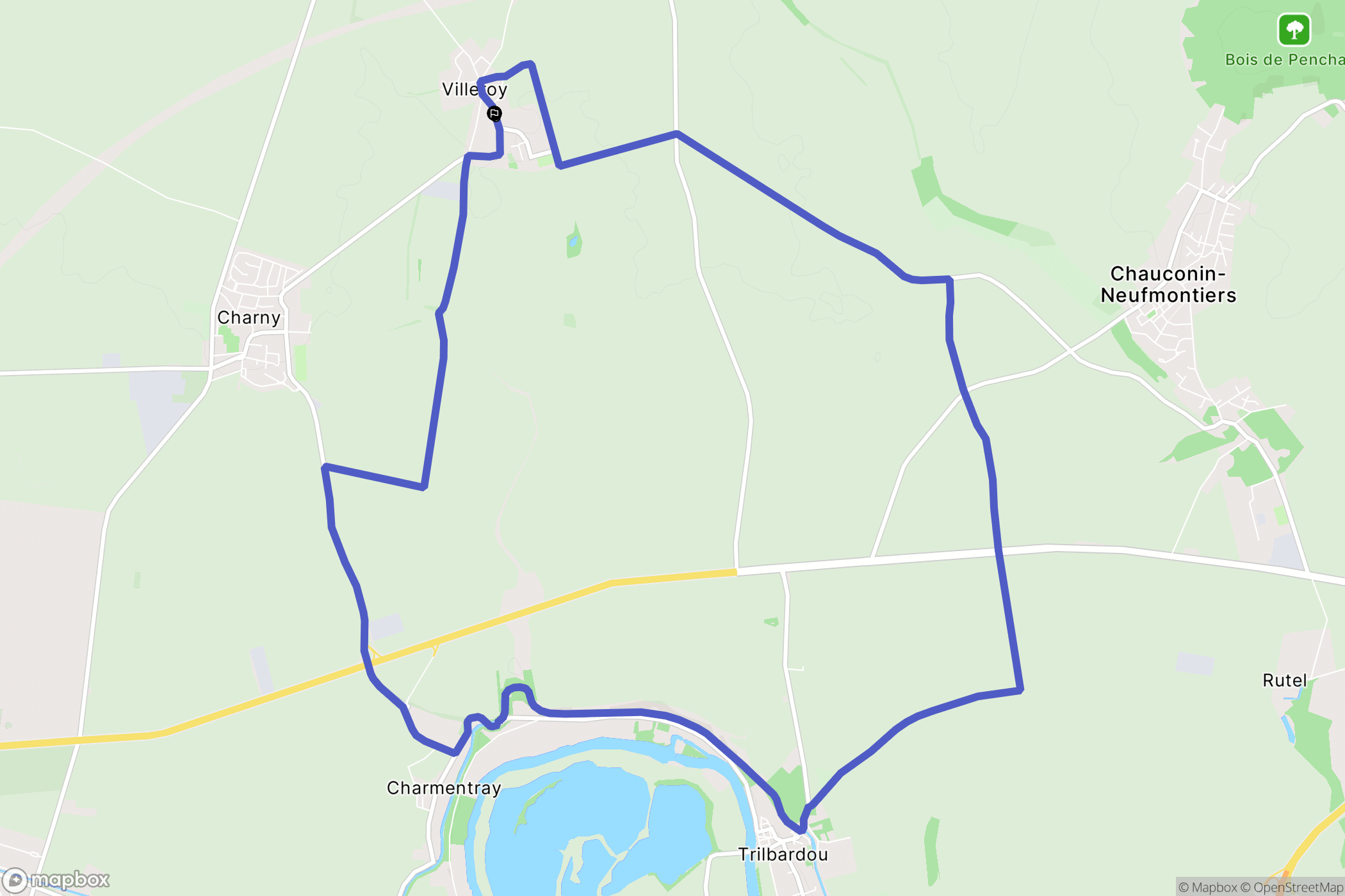 Villeroy : carte du parcours de randonnée - France