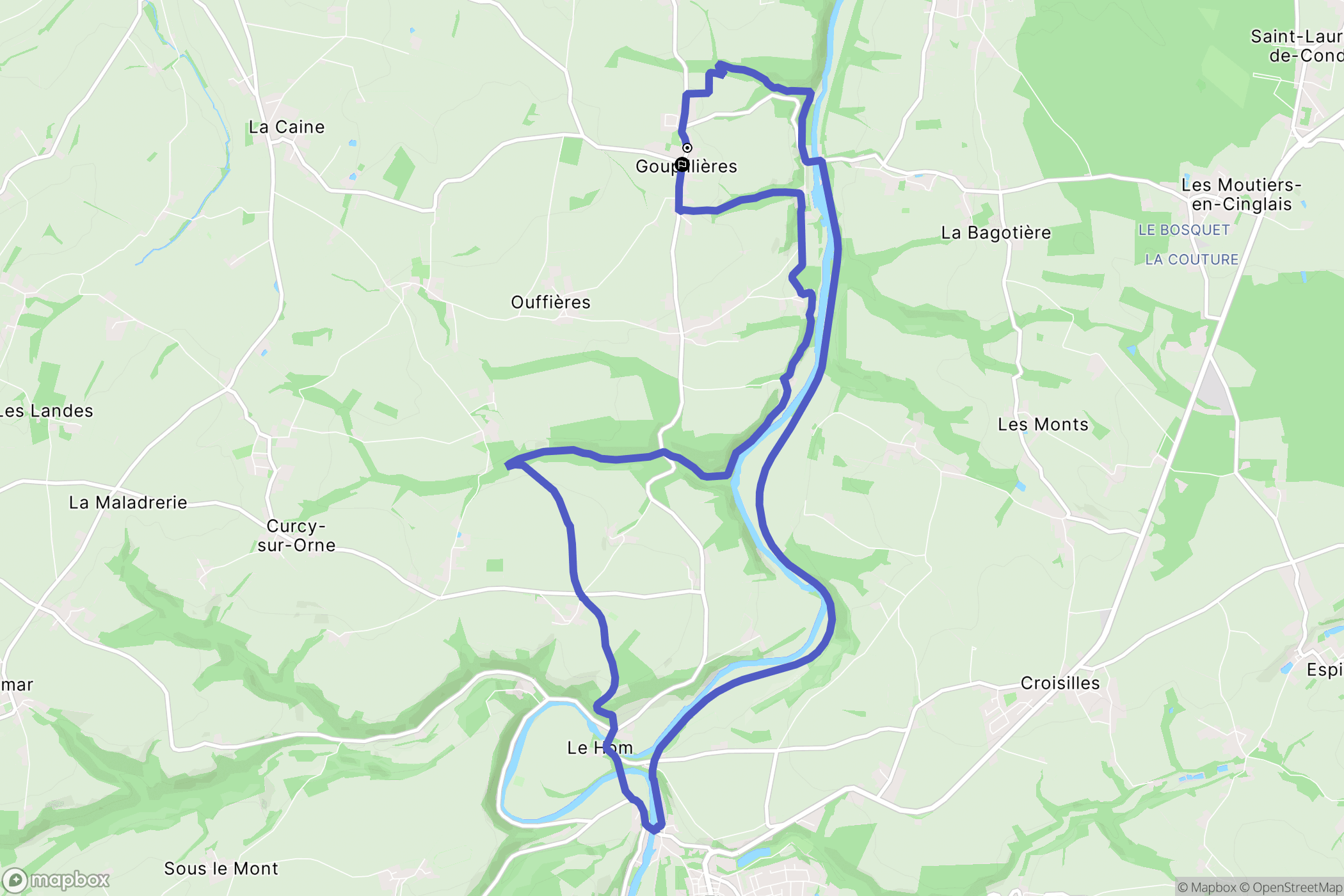 Montillières-sur-Orne : carte du parcours de randonnée - France