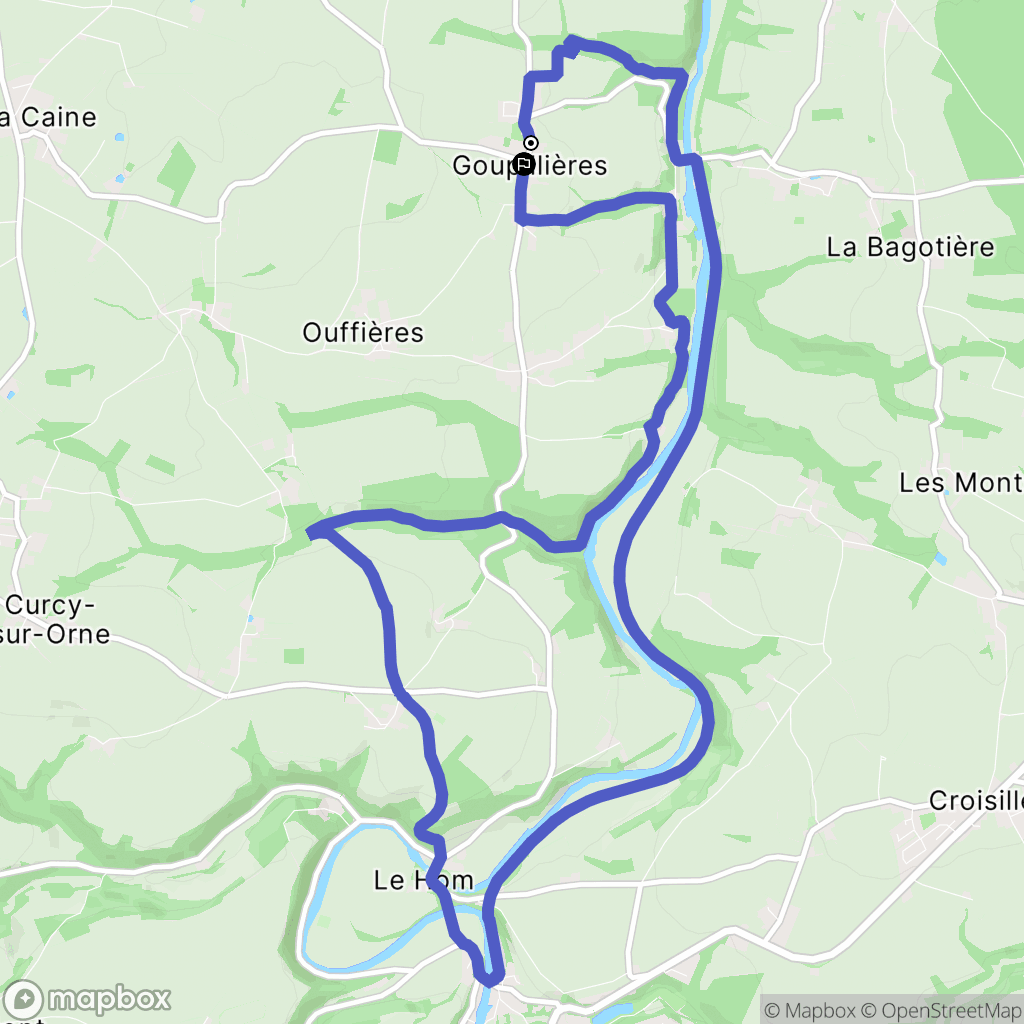 Montillières-sur-Orne : carte du parcours de randonnée - France