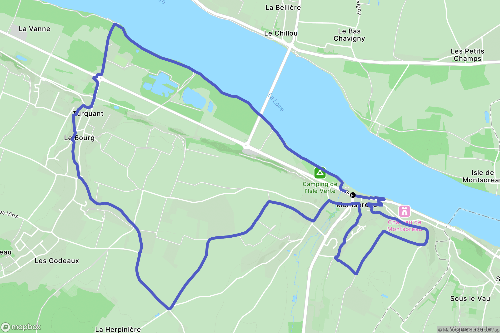 Montsoreau : carte du parcours de randonnée - France