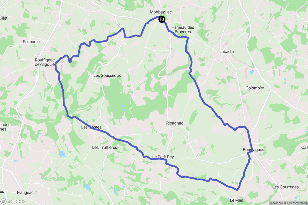 Monbazillac : carte du parcours de randonnée - France