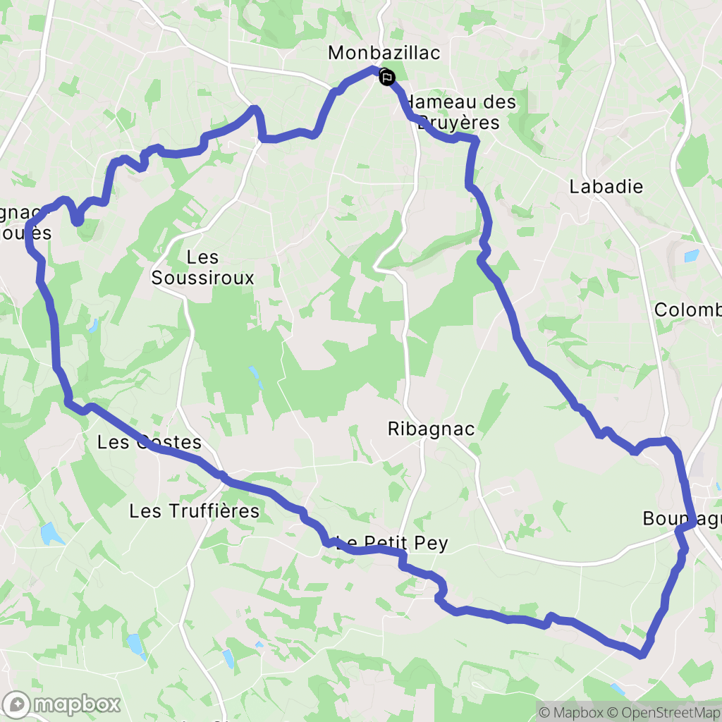 Monbazillac : carte du parcours de randonnée - France