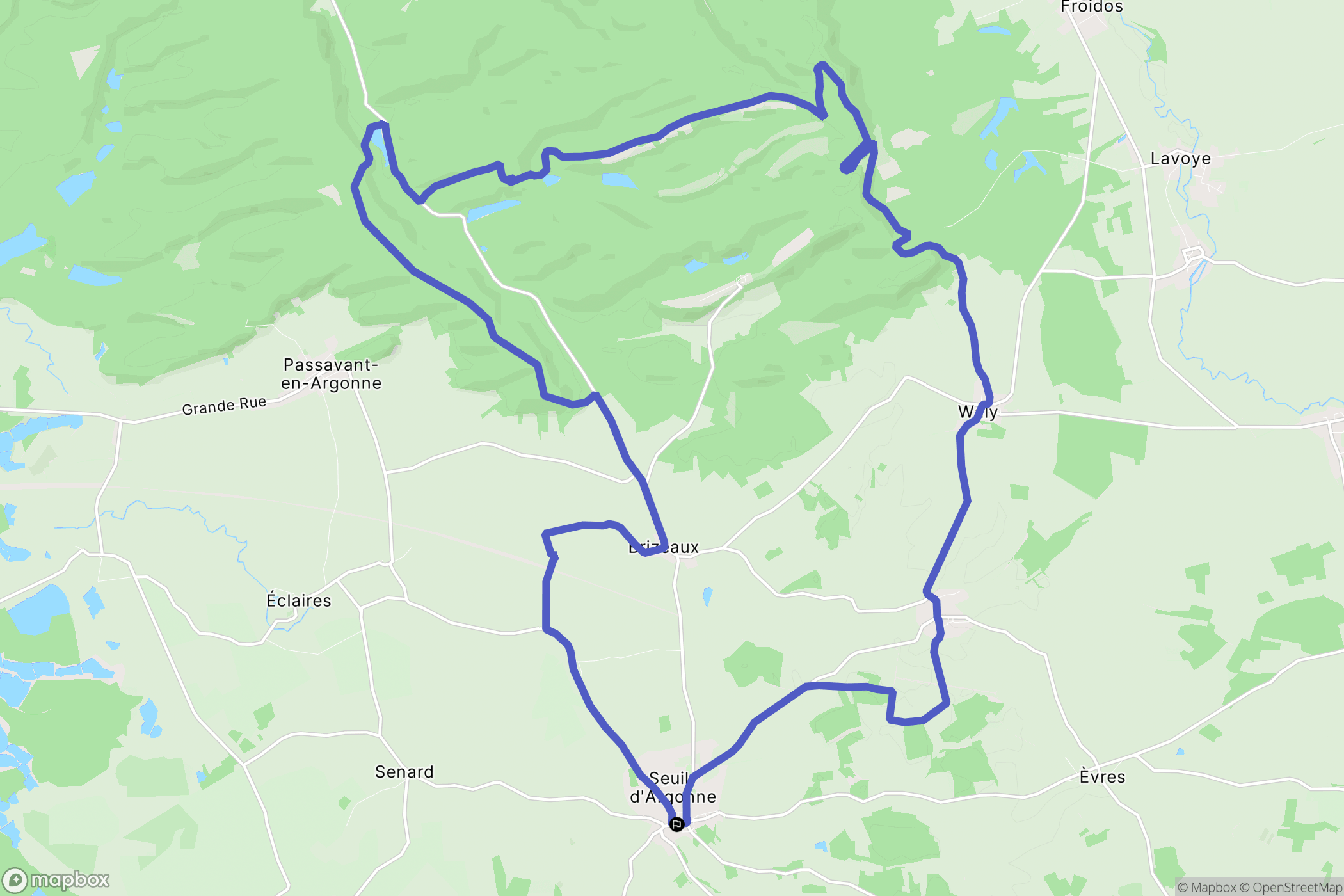 Seuil-d'Argonne : carte du parcours de randonnée - France