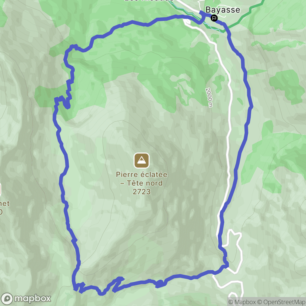 Uvernet-Fours : carte du parcours de randonnée - France