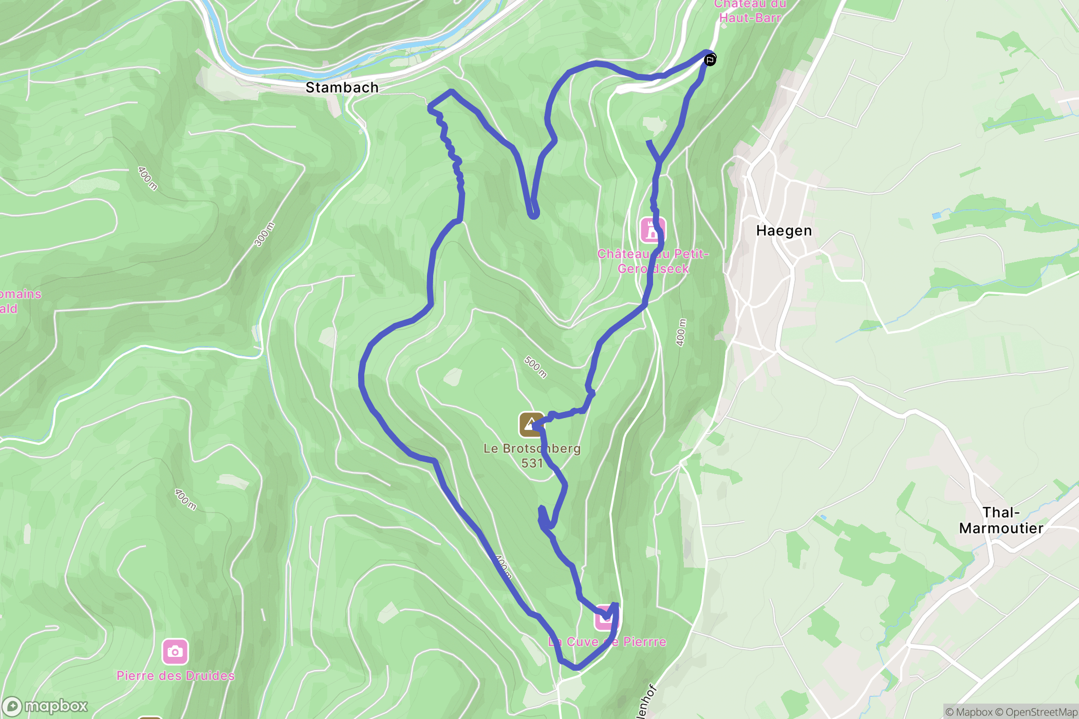 Haegen : carte du parcours de randonnée - France