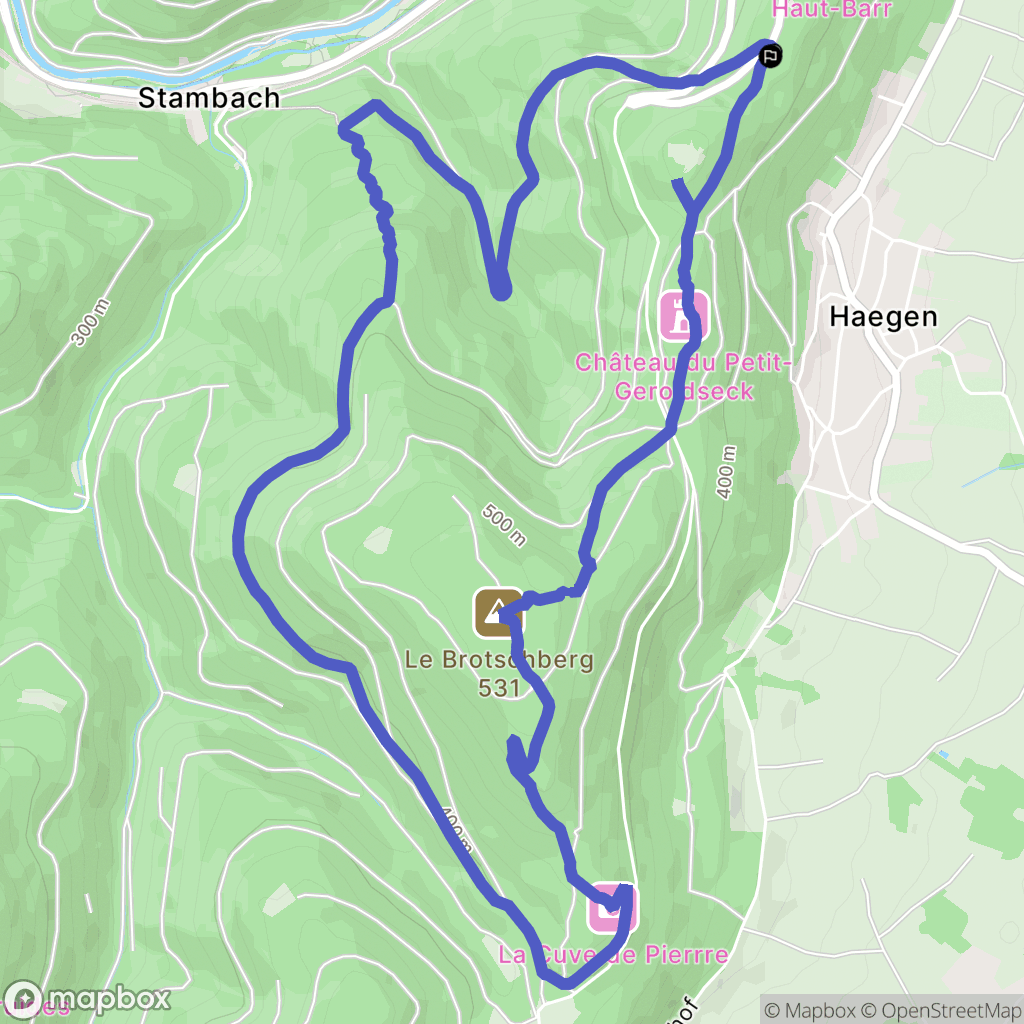 Haegen : carte du parcours de randonnée - France