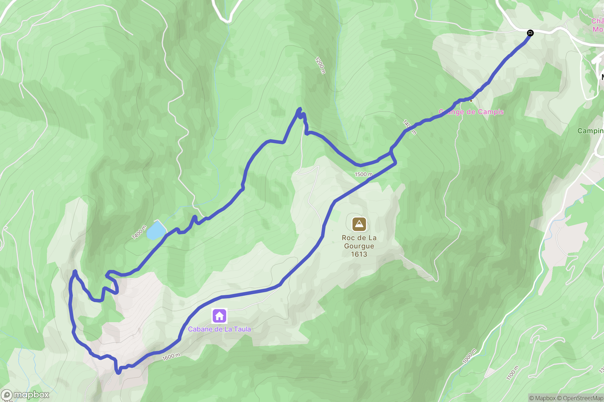 Montségur : carte du parcours de randonnée - France