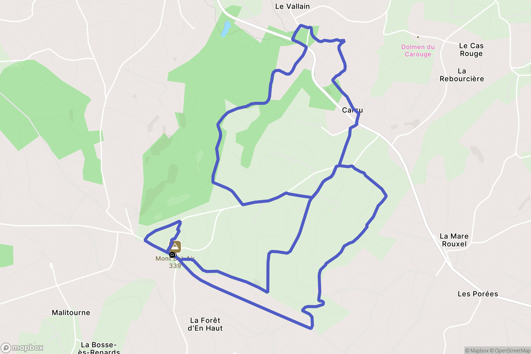 Le Mené : carte du parcours de randonnée - France