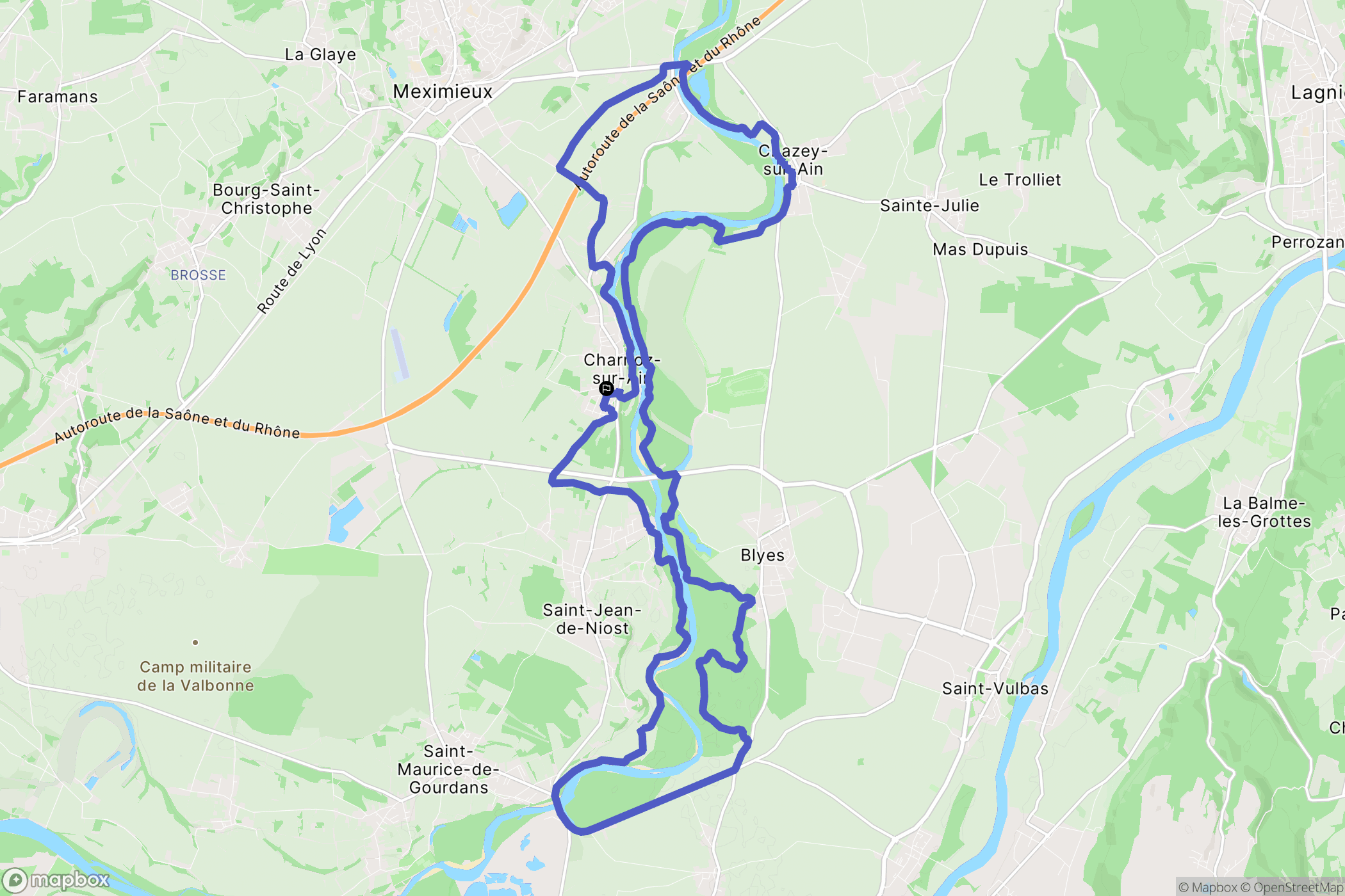 Charnoz-sur-Ain : carte du parcours de randonnée - France