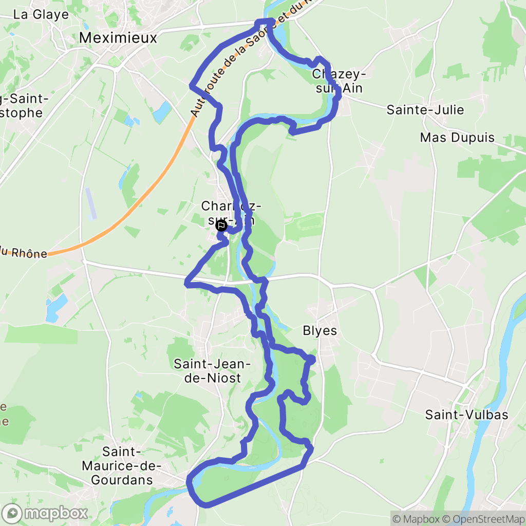 Charnoz-sur-Ain : carte du parcours de randonnée - France