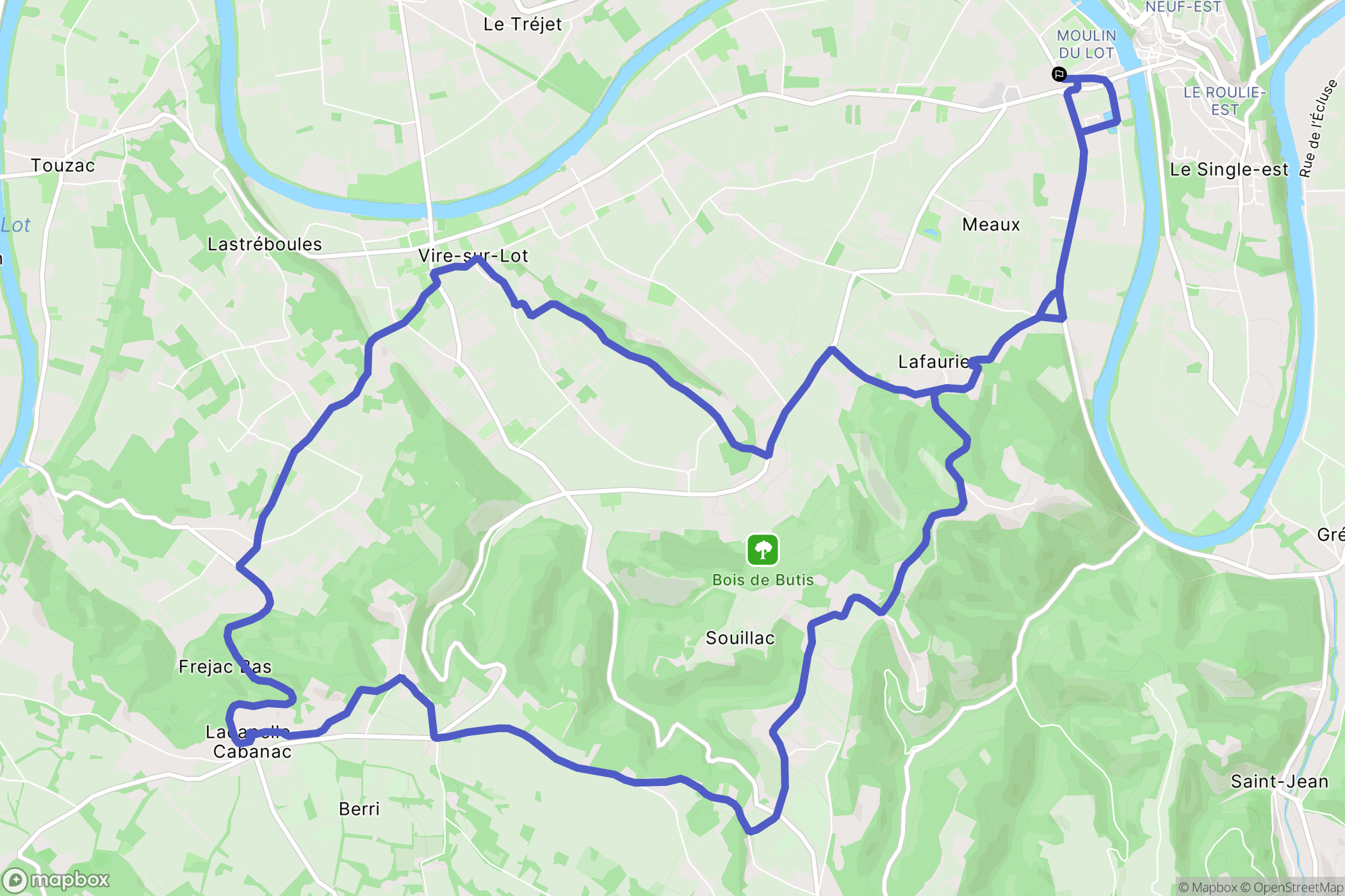Puy-l'Évêque : carte du parcours de randonnée - France