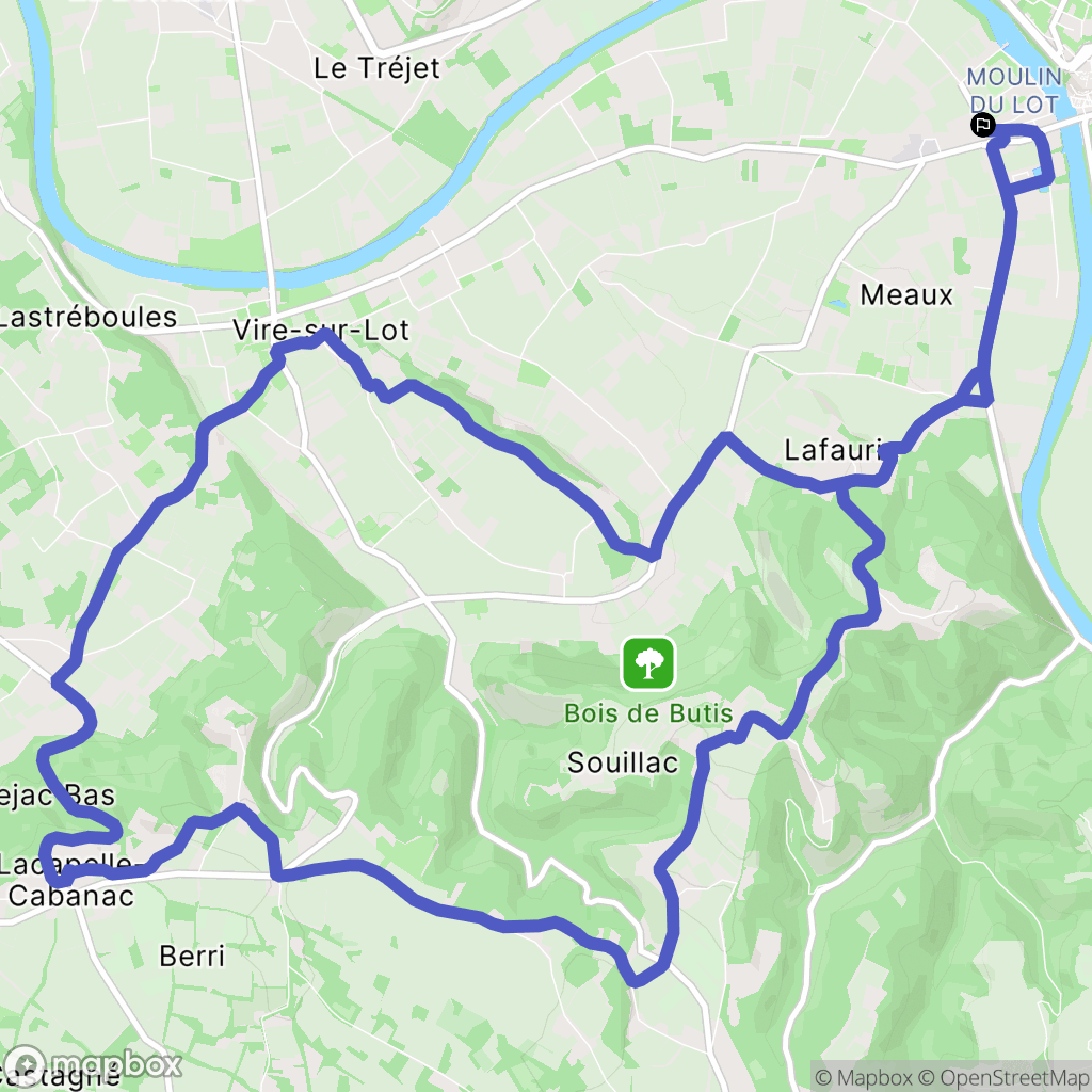 Puy-l'Évêque : carte du parcours de randonnée - France