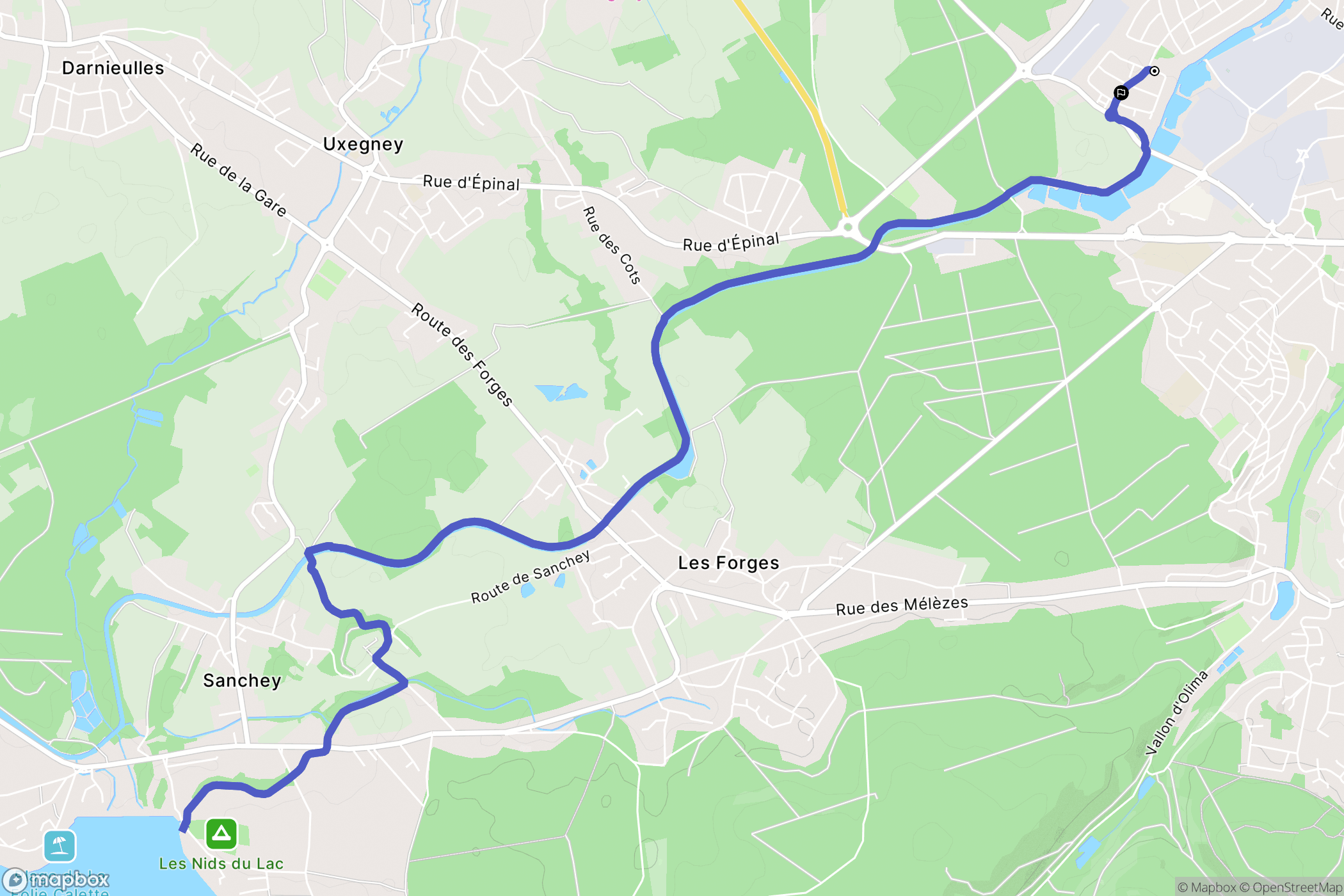 Golbey : carte du parcours de randonnée - France