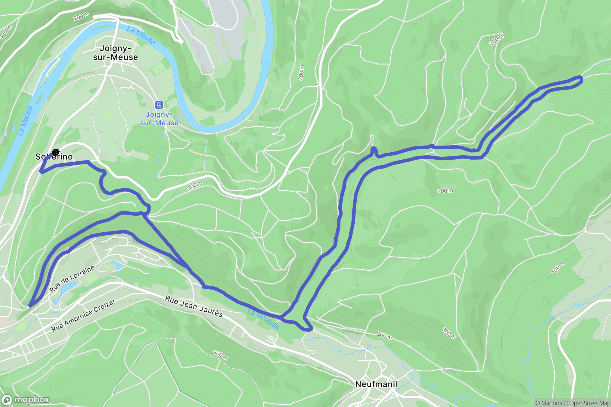 Joigny-sur-Meuse : carte du parcours de randonnée - France