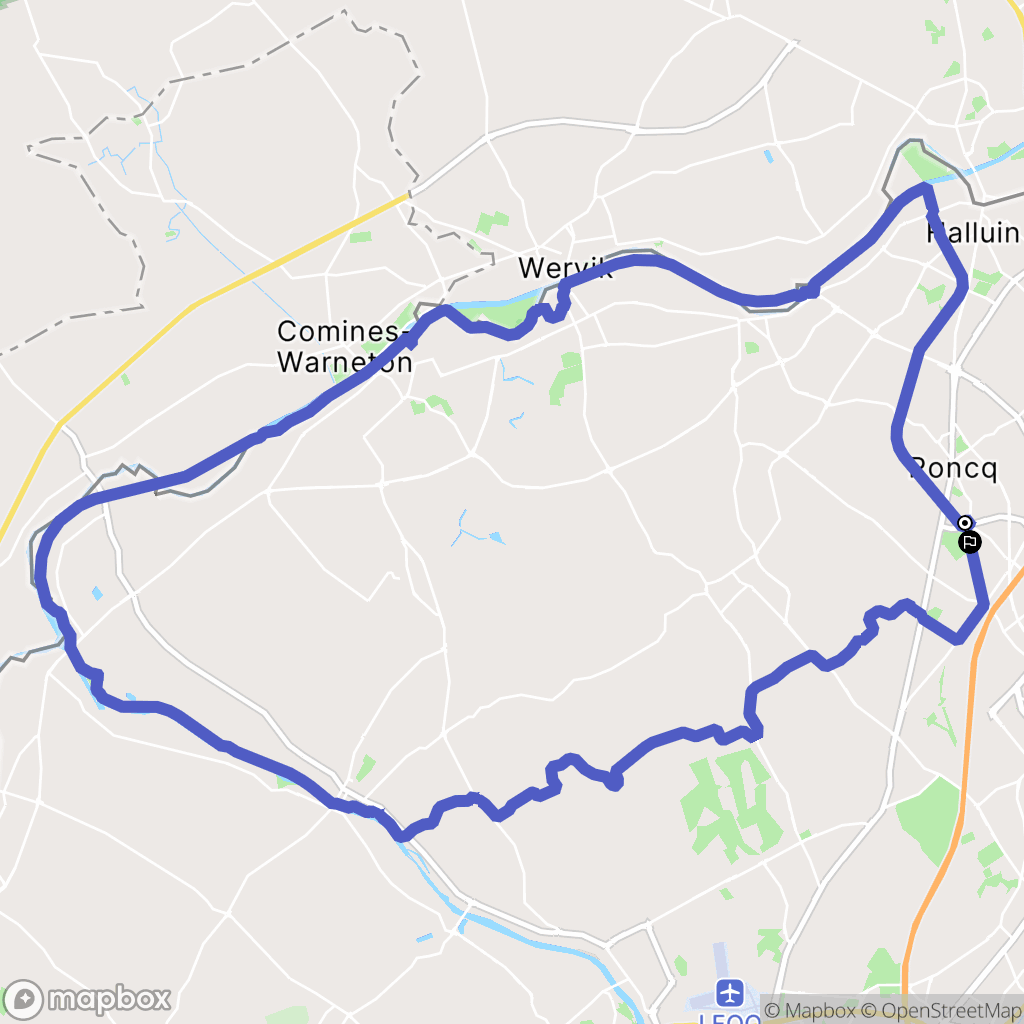 Roncq : carte du parcours de randonnée - France