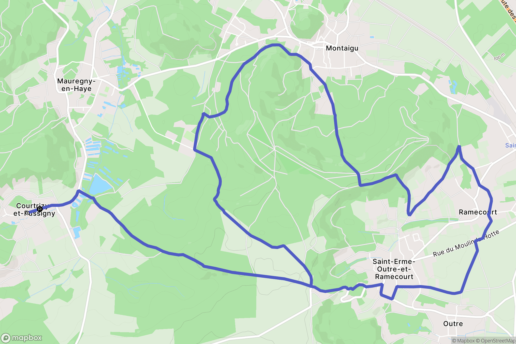 Courtrizy-et-Fussigny : carte du parcours de randonnée - France