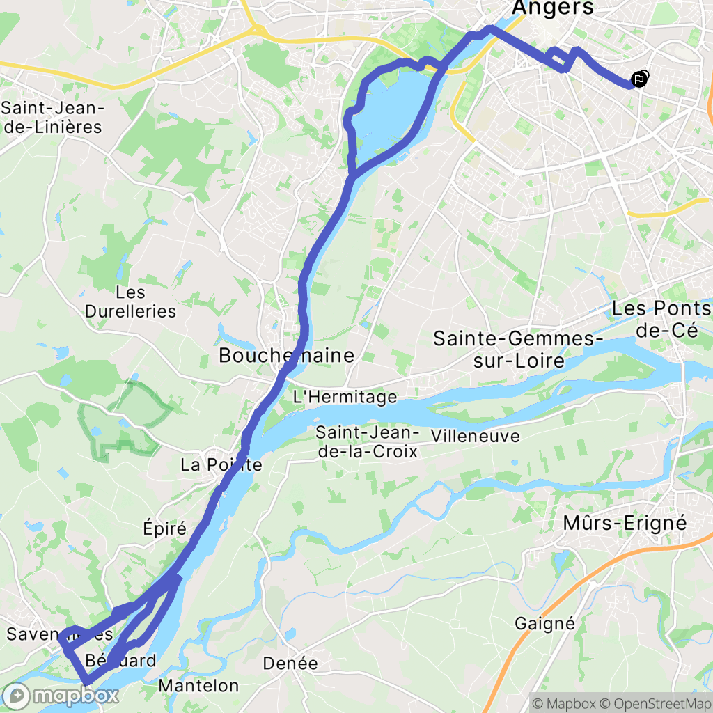 Angers : carte du parcours de randonnée - France
