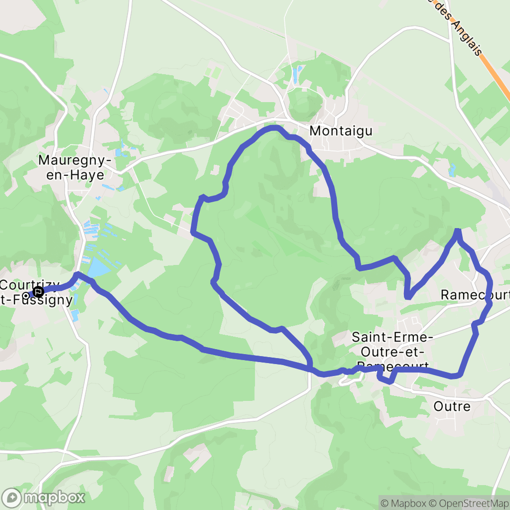 Courtrizy-et-Fussigny : carte du parcours de randonnée - France
