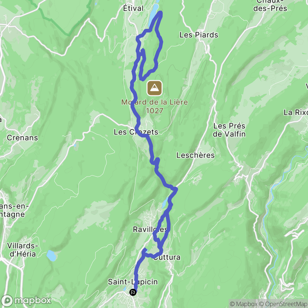 Coteaux du Lizon : carte du parcours de randonnée - France