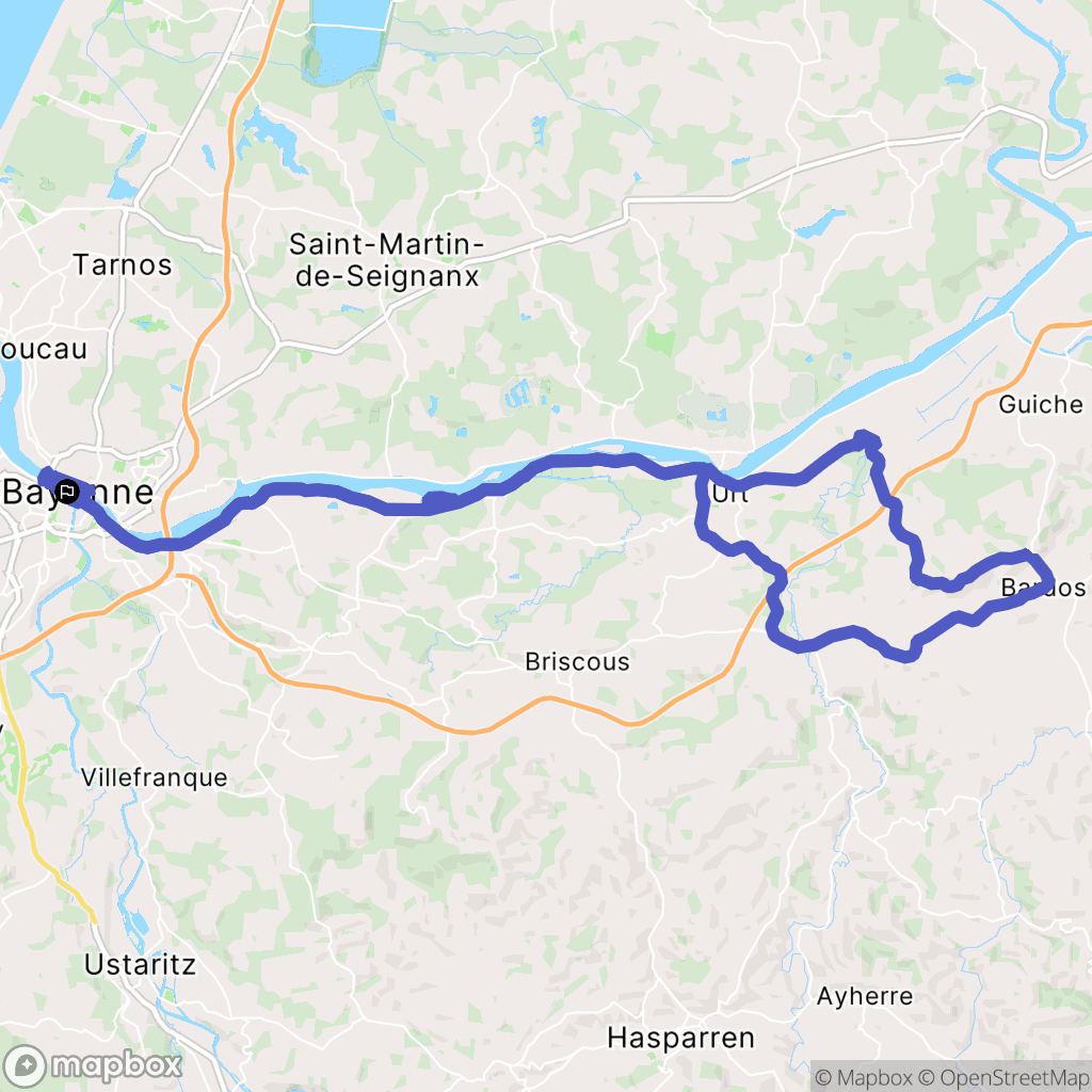Bayonne : carte du parcours de randonnée - France