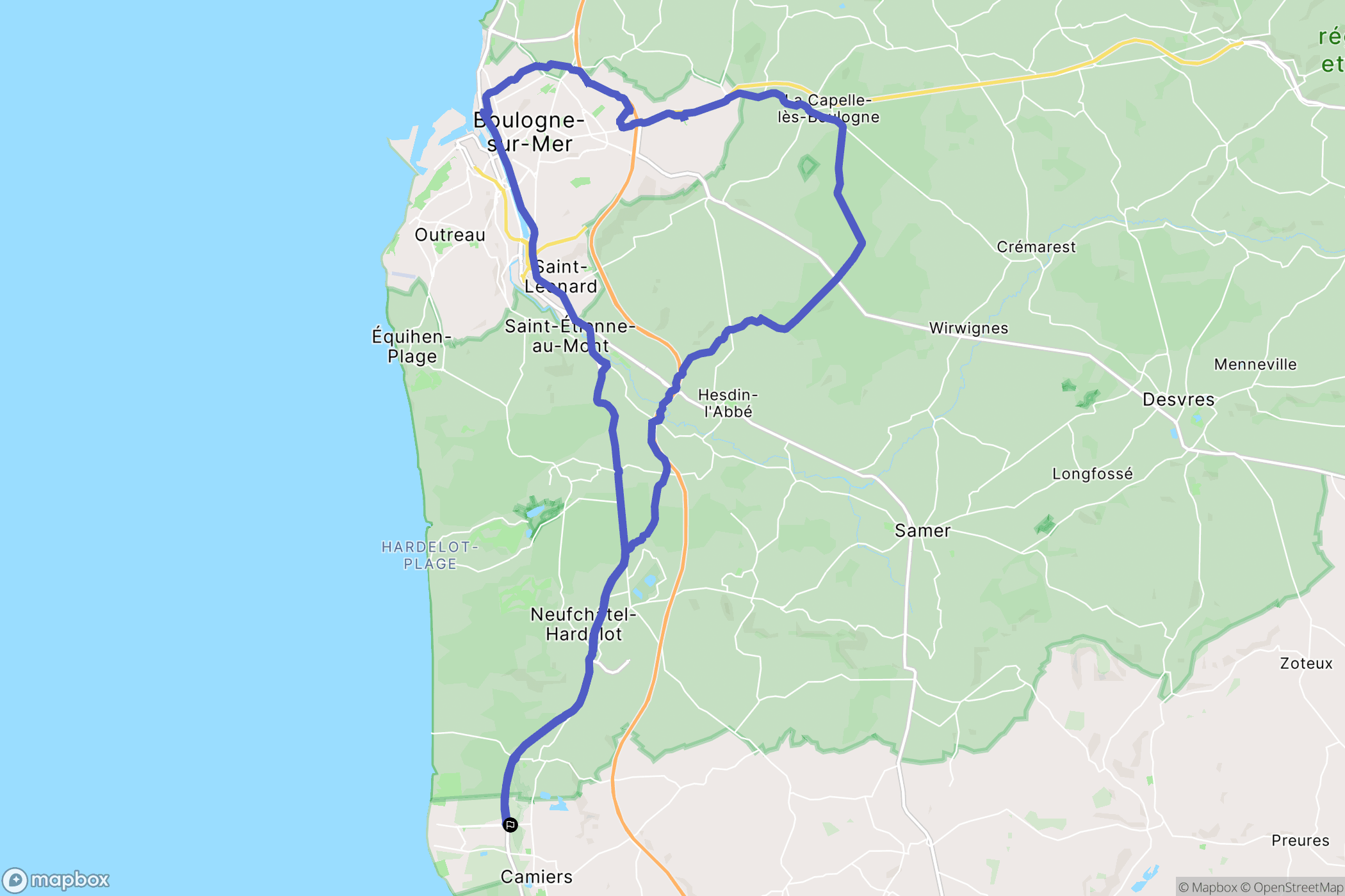 Camiers : carte du parcours de randonnée - France