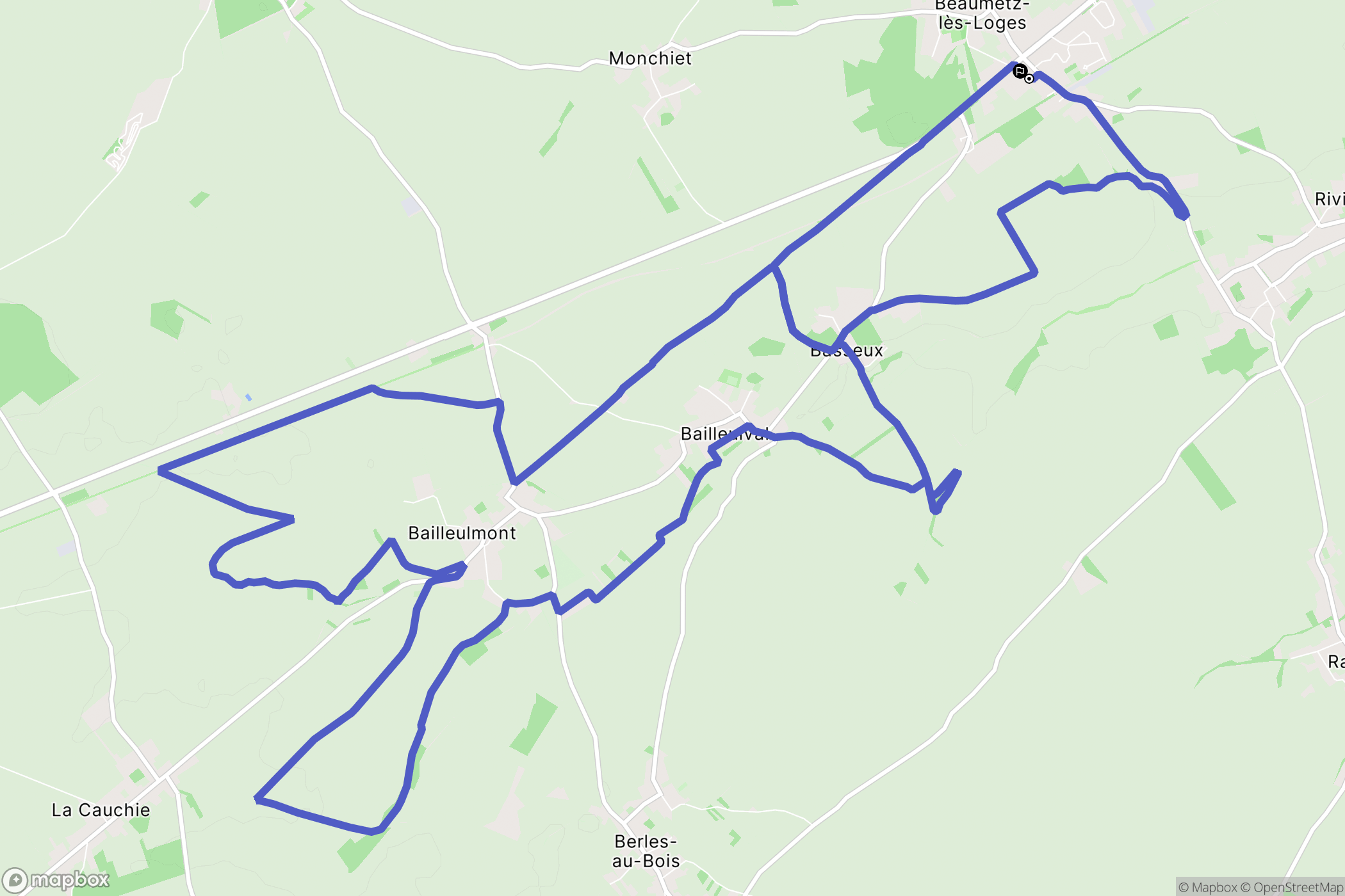 Beaumetz-lès-Loges : carte du parcours de randonnée - France
