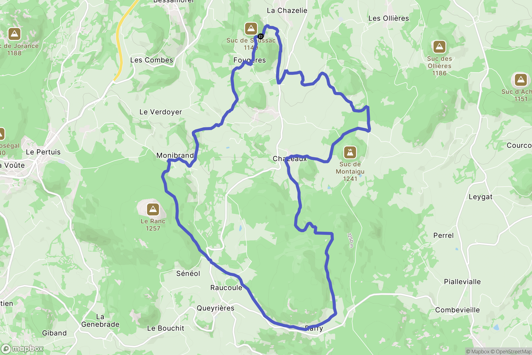 Yssingeaux : carte du parcours de randonnée - France