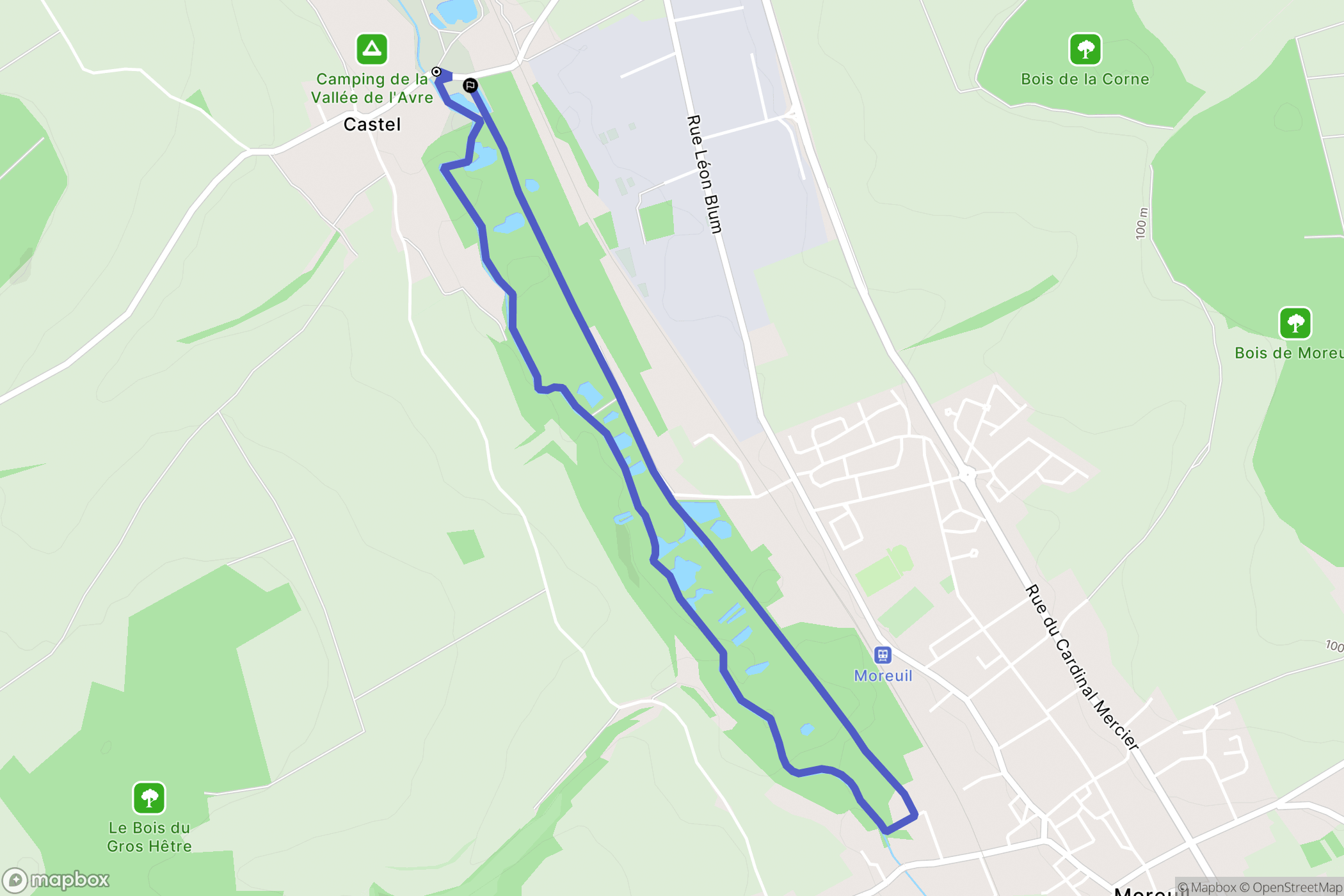 Moreuil : carte du parcours de randonnée - France