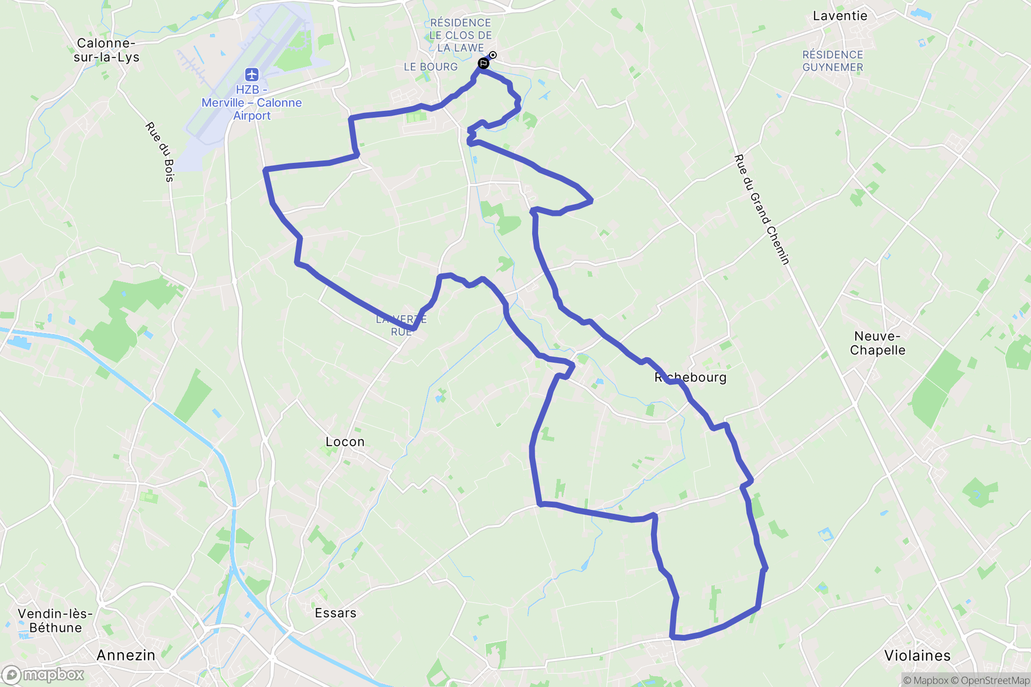 Lestrem : carte du parcours de randonnée - France