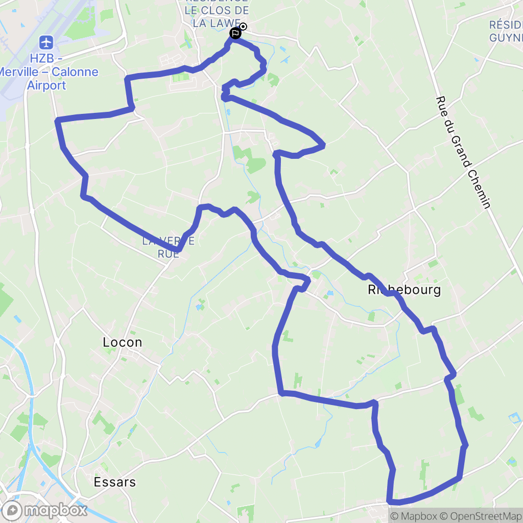 Lestrem : carte du parcours de randonnée - France