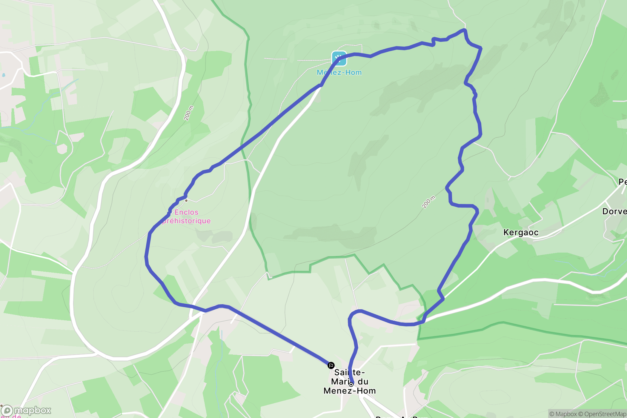 Plomodiern : carte du parcours de randonnée - France