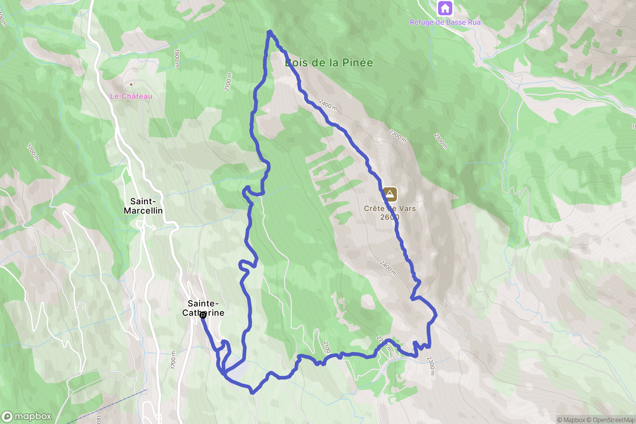 Vars : carte du parcours de randonnée - France