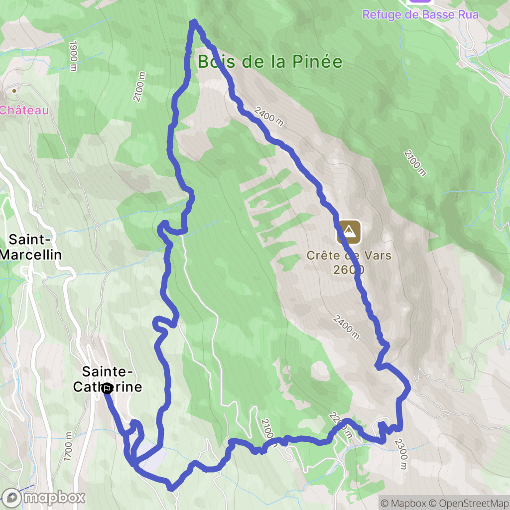 Vars : carte du parcours de randonnée - France