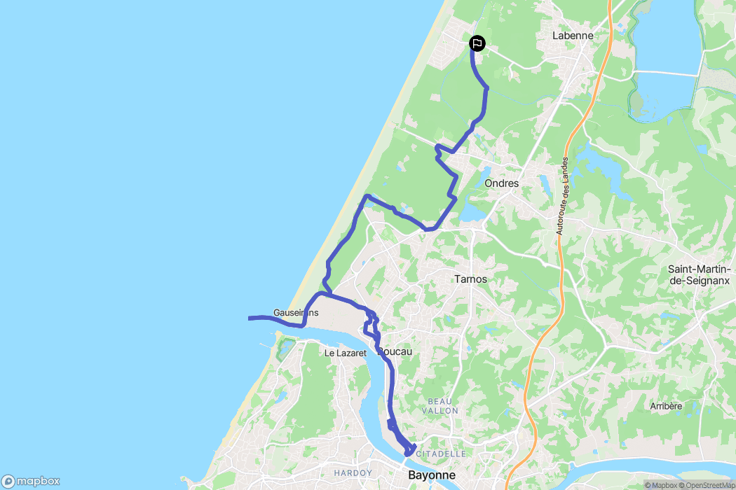 Labenne : carte du parcours de randonnée - France