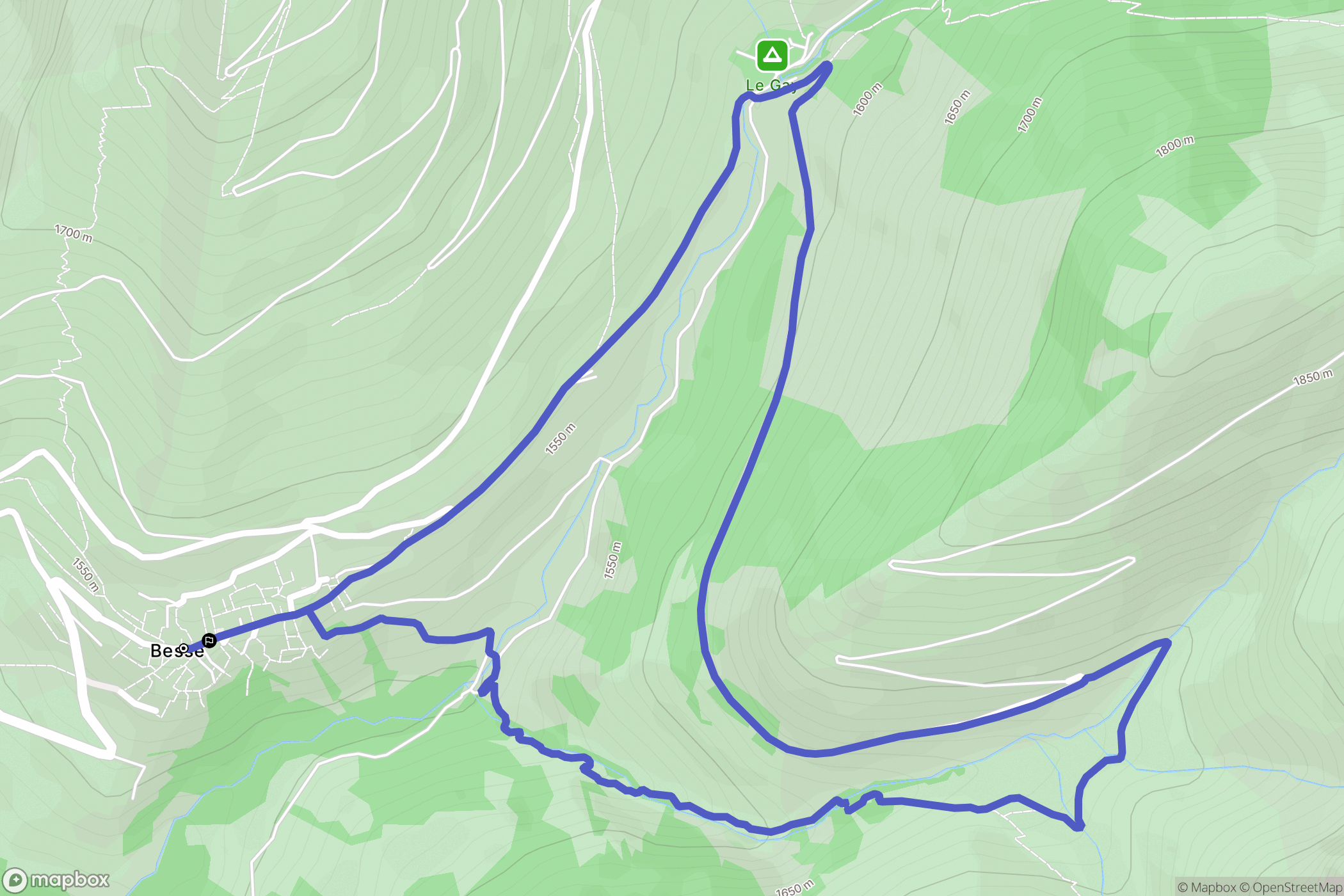 Besse : carte du parcours de randonnée - France