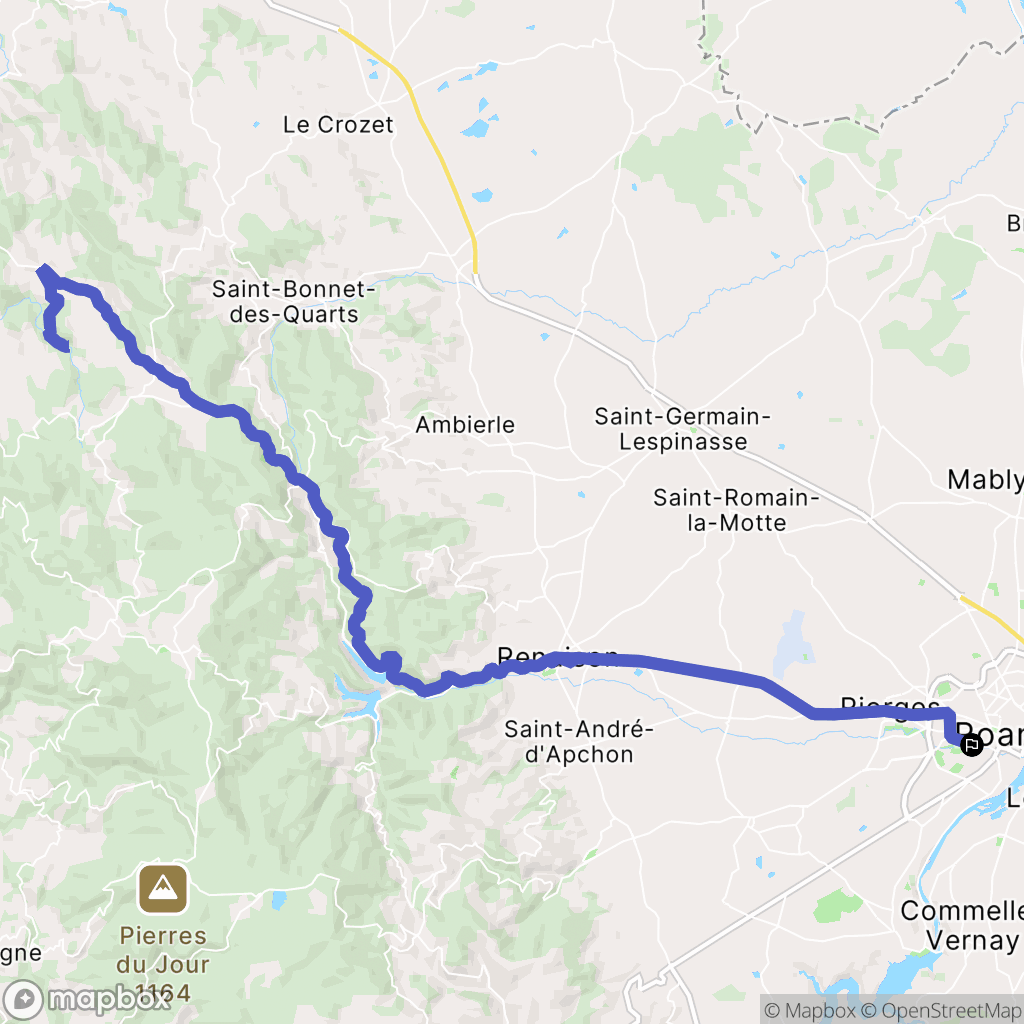 Roanne : carte du parcours de randonnée - France