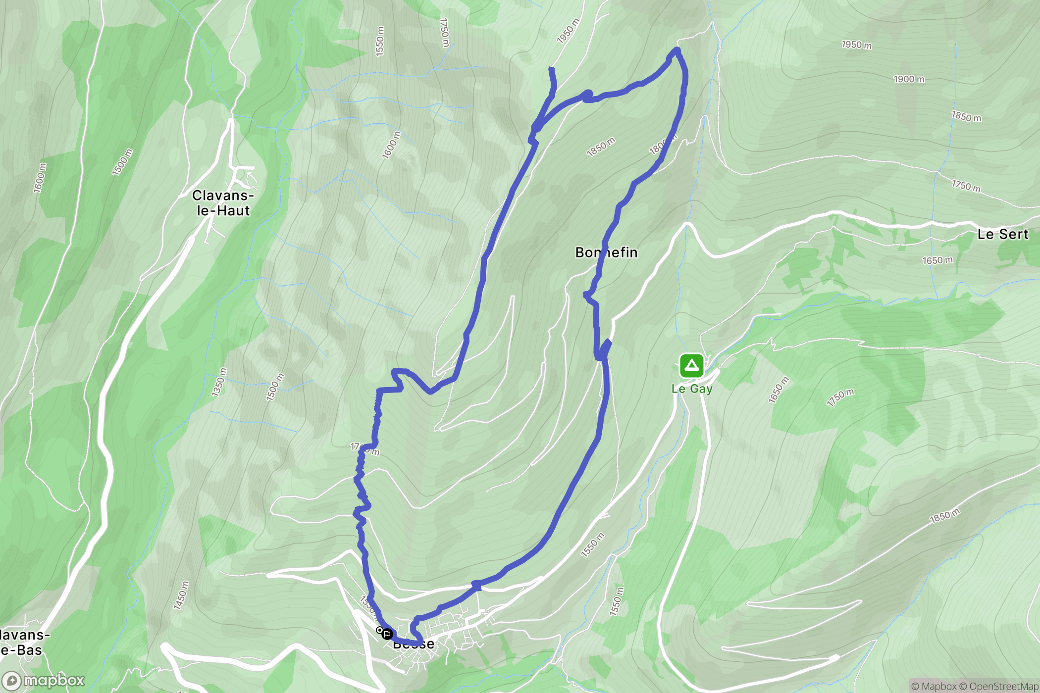 Besse : carte du parcours de randonnée - France