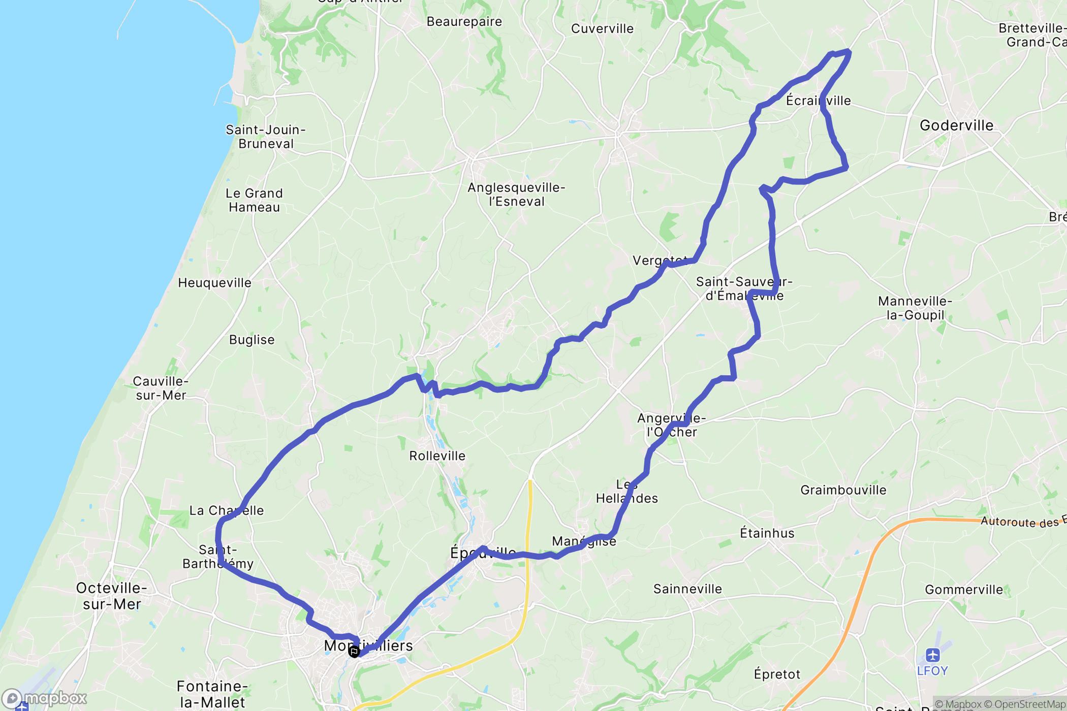 Montivilliers : carte du parcours de randonnée - France