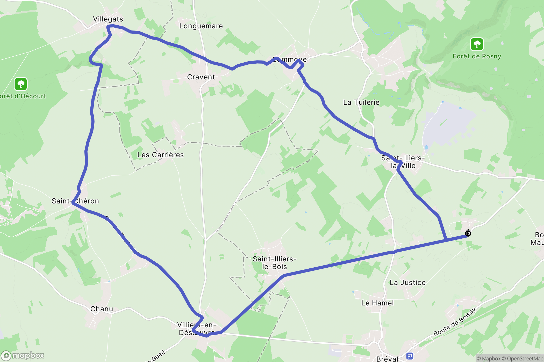 Bréval : carte du parcours de randonnée - France