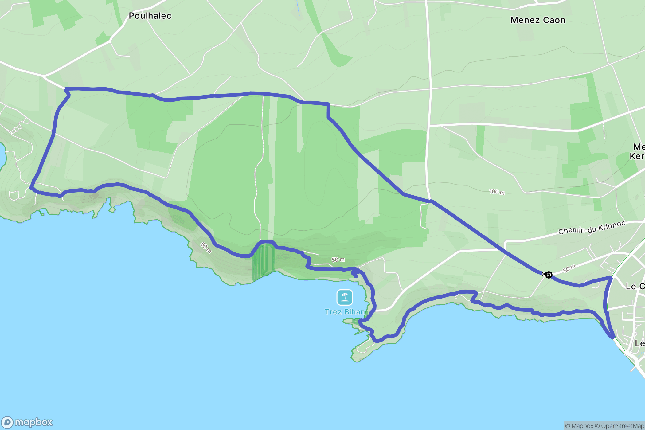 Telgruc-sur-Mer : carte du parcours de randonnée - France