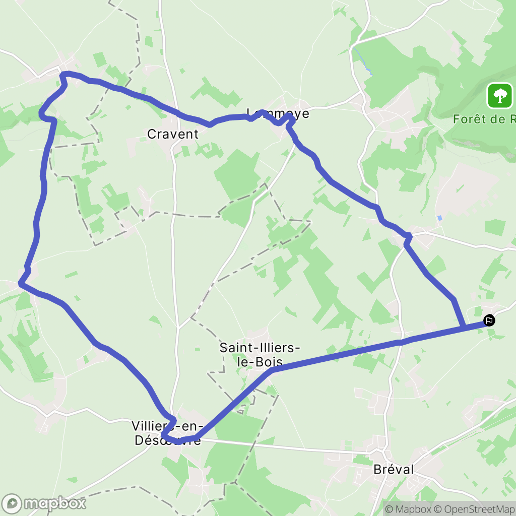 Bréval : carte du parcours de randonnée - France
