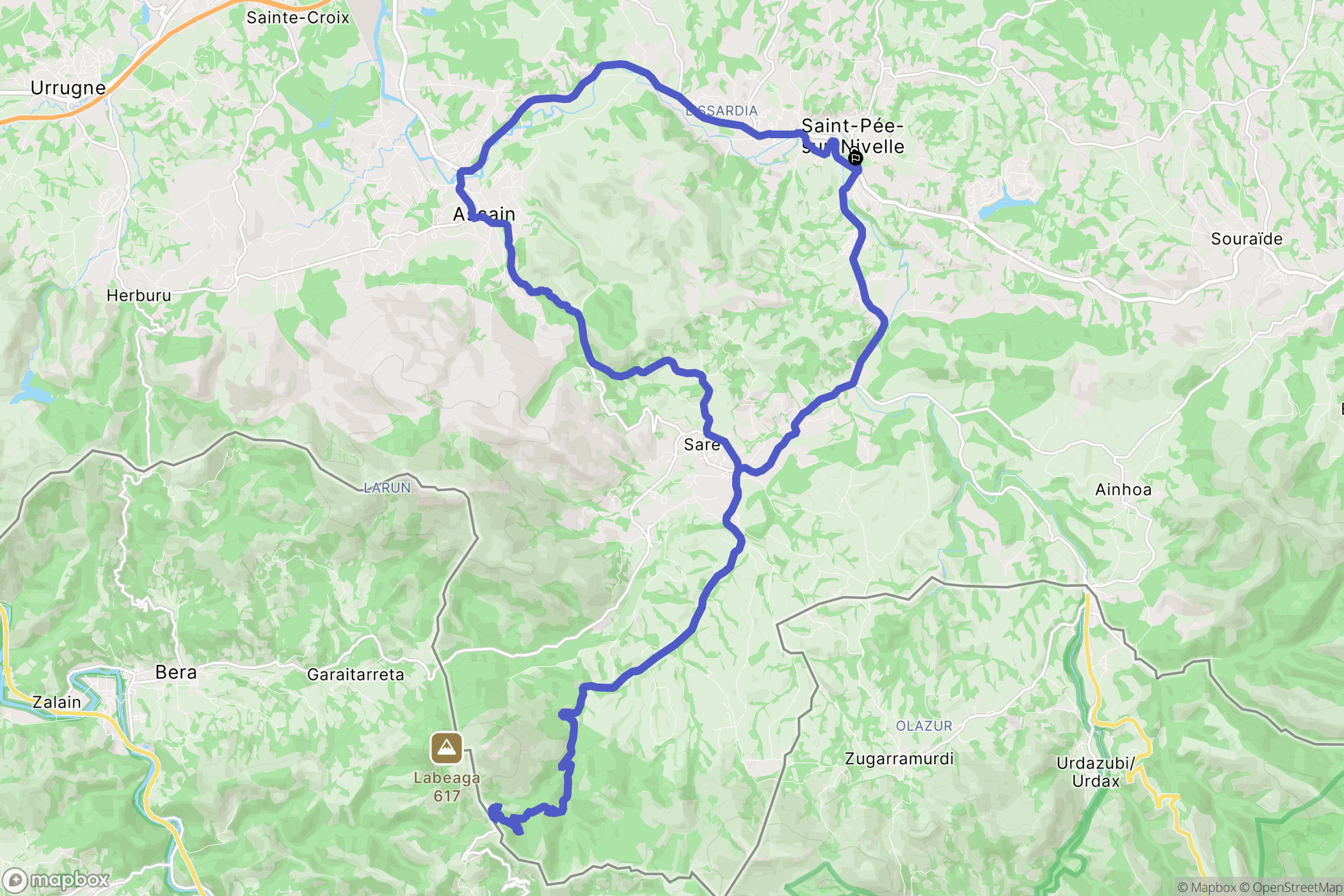 Saint-Pée-sur-Nivelle : carte du parcours de randonnée - France