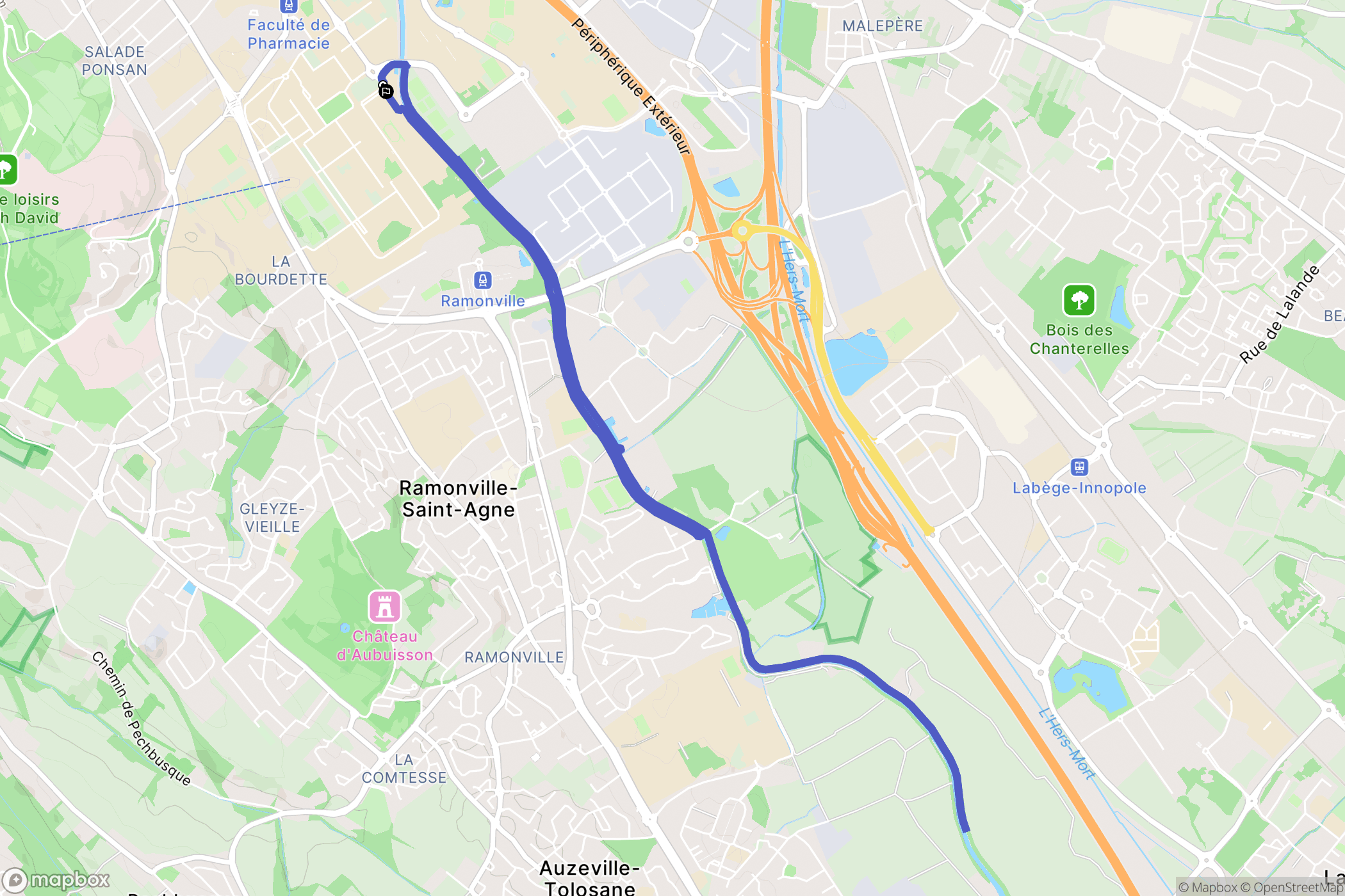 Toulouse : carte du parcours de randonnée - France