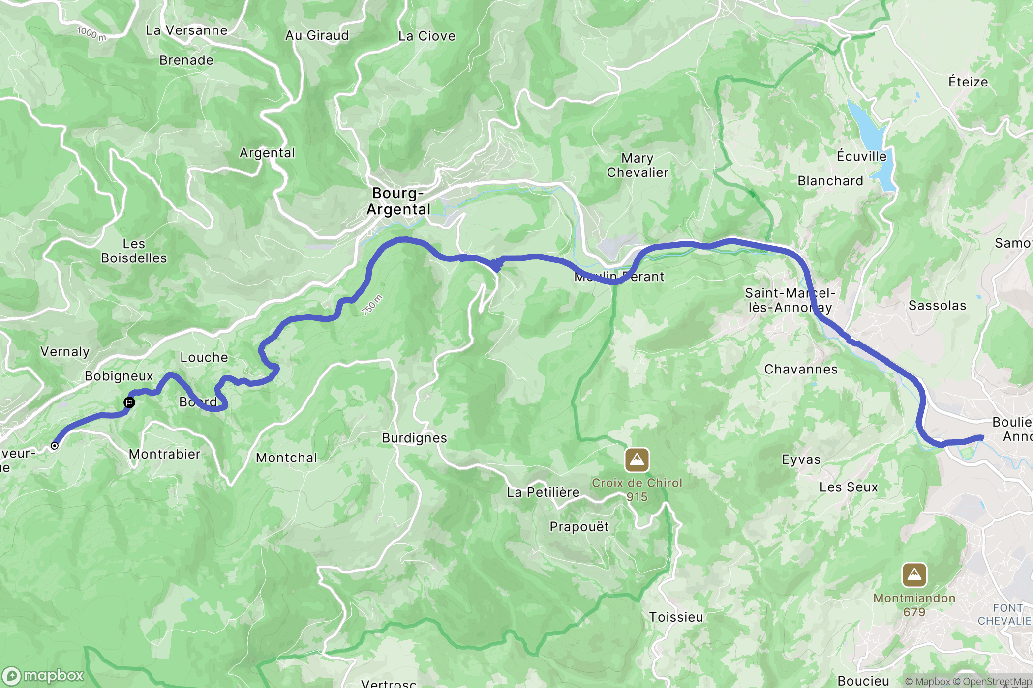 Saint-Sauveur-en-Rue : carte du parcours de randonnée - France