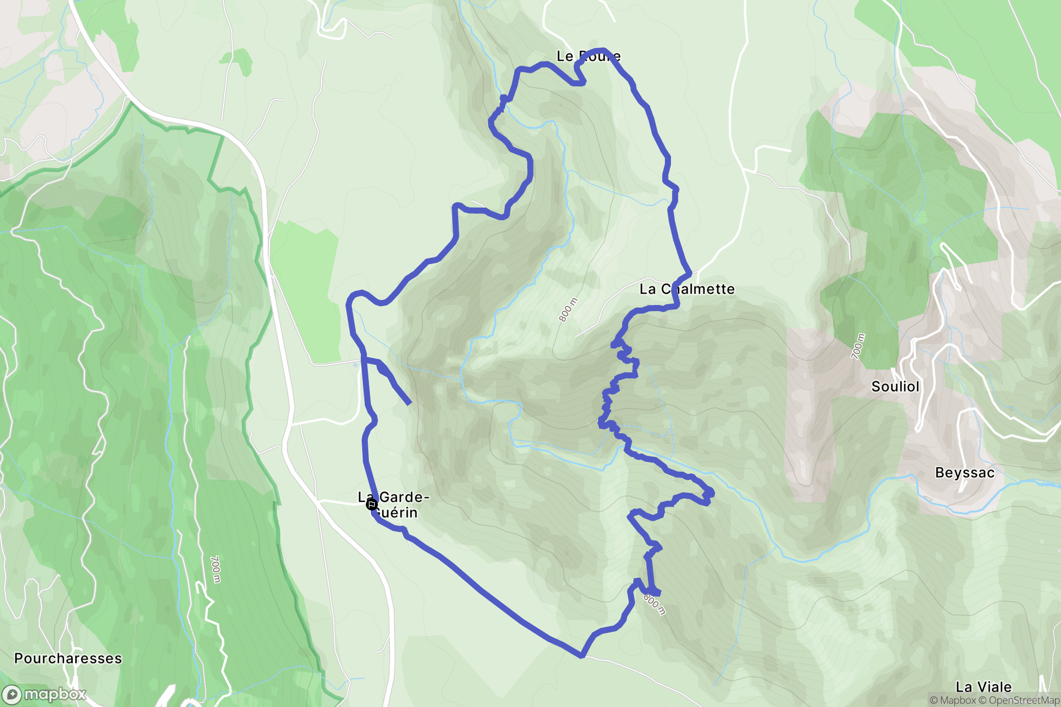 Prévenchères : carte du parcours de randonnée - France