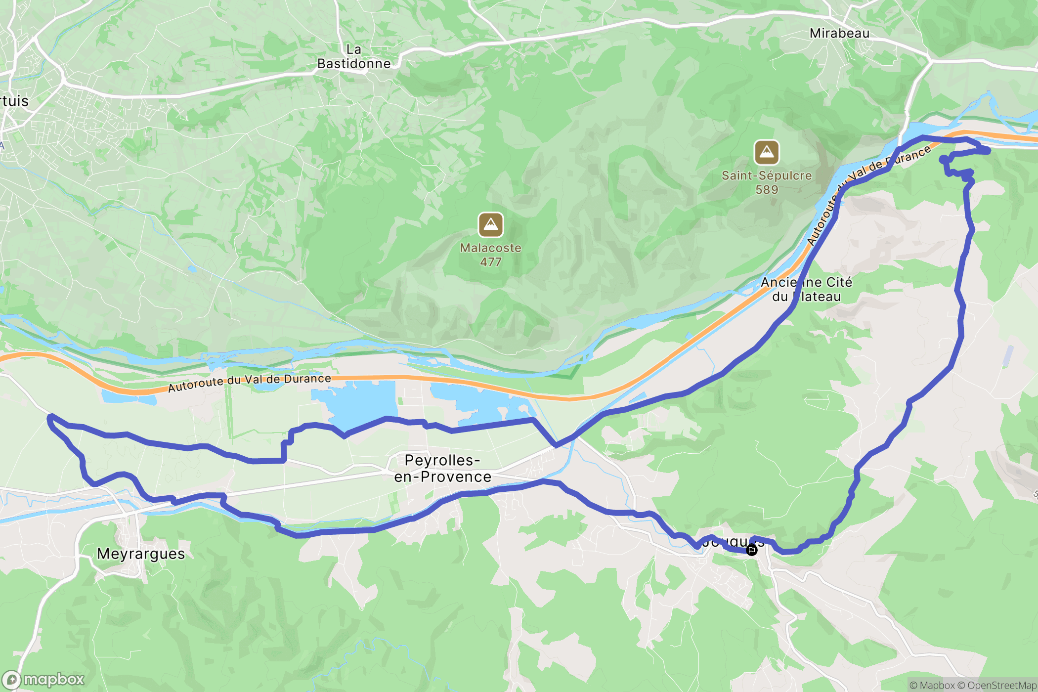 Jouques : carte du parcours de randonnée - France