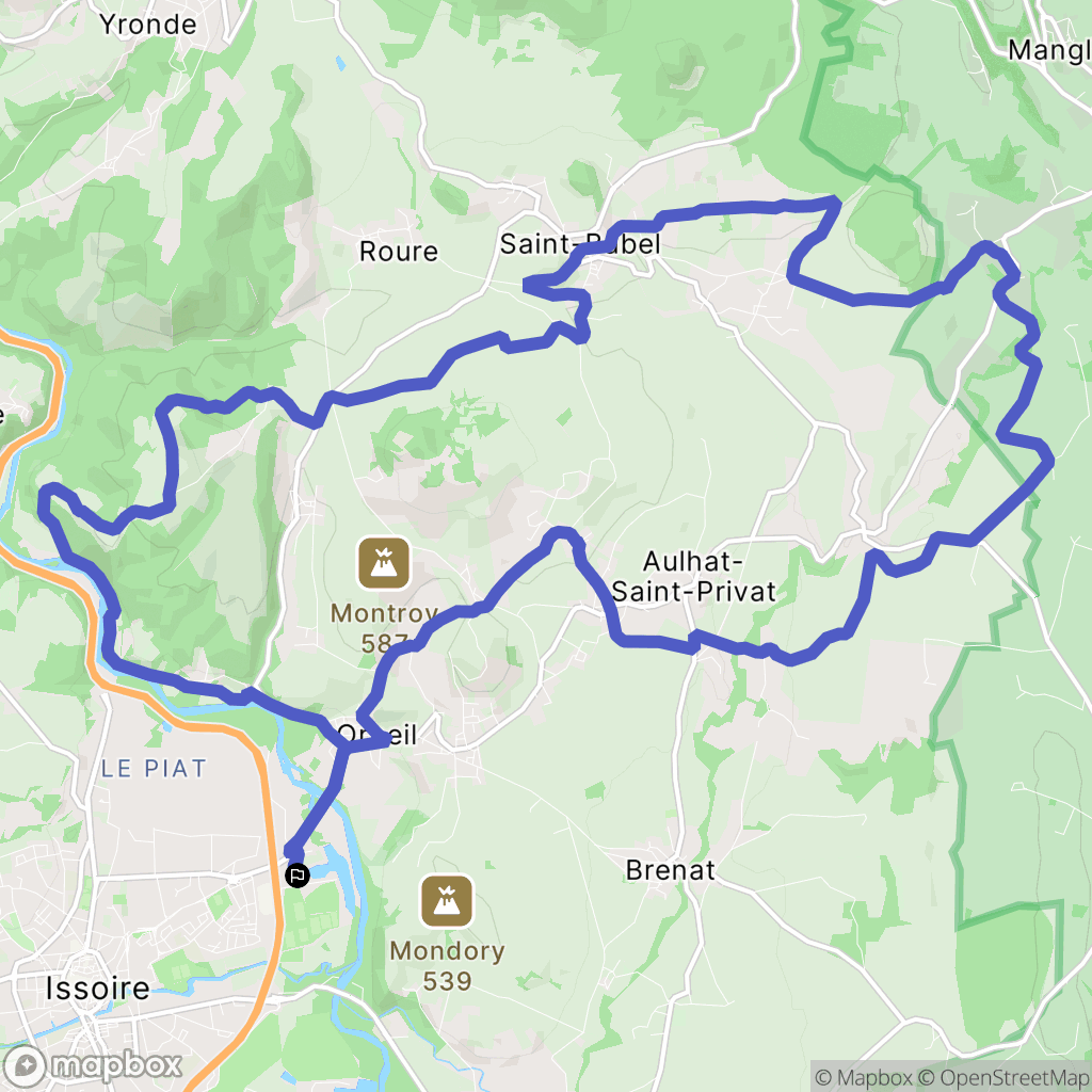 Issoire : carte du parcours de randonnée - France