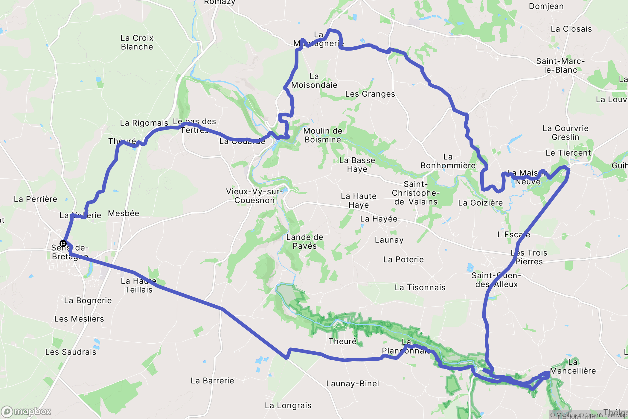 Sens-de-Bretagne : carte du parcours de randonnée - France