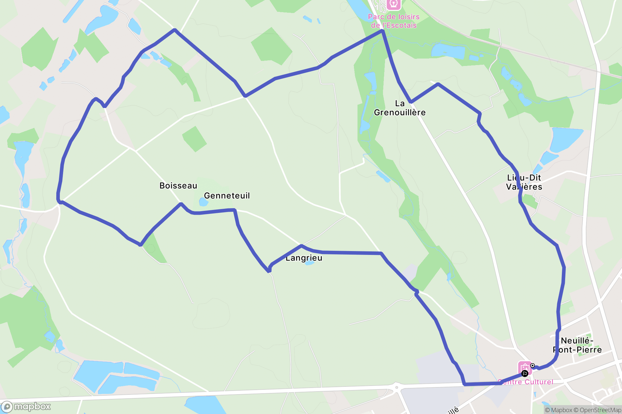 Neuillé-Pont-Pierre : carte du parcours de randonnée - France